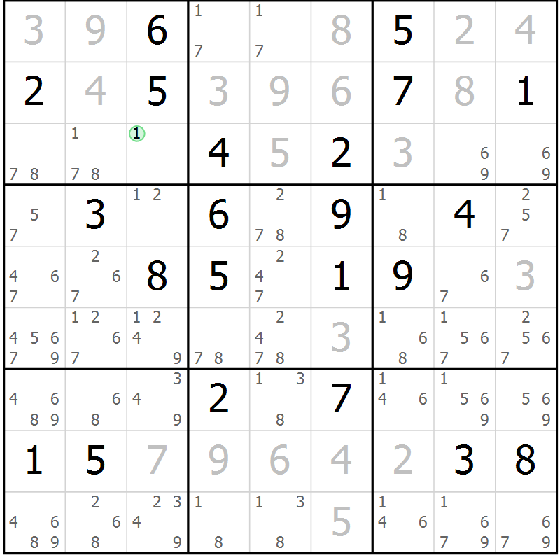 Position des candidats pour la solution de la Gr 19 page 22 du magazine de sudoku Virtuose n° 122