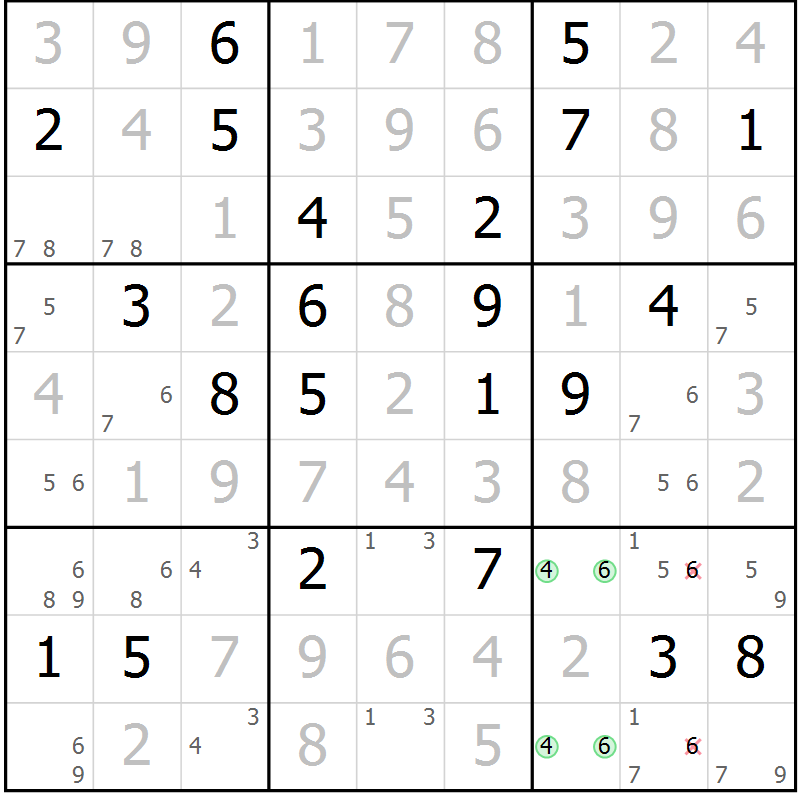 Position des candidats pour la solution de la Gr 19 page 22 du magazine de sudoku Virtuose n° 122