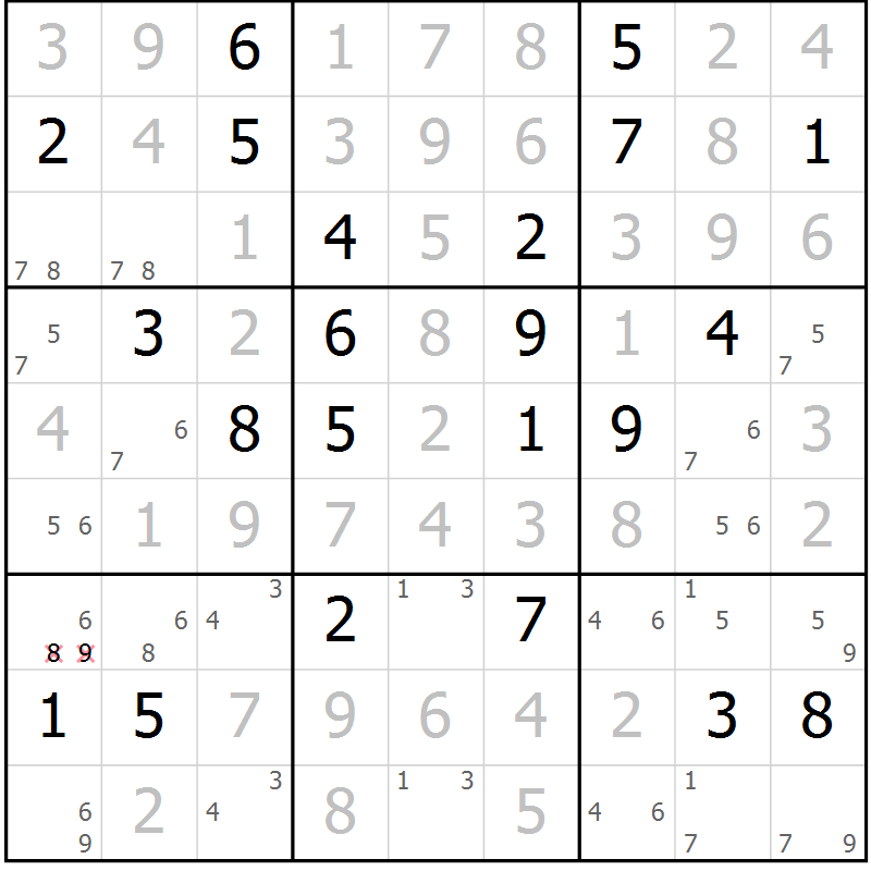Position des candidats pour la solution de la Gr 19 page 22 du magazine de sudoku Virtuose n° 122