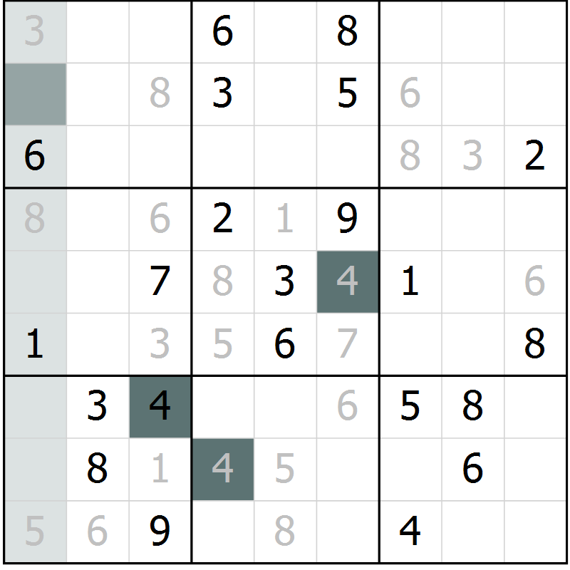 Position des candidats pour la solution de la Gr 2 page 5 du magazine de sudoku Virtuose n° 122
