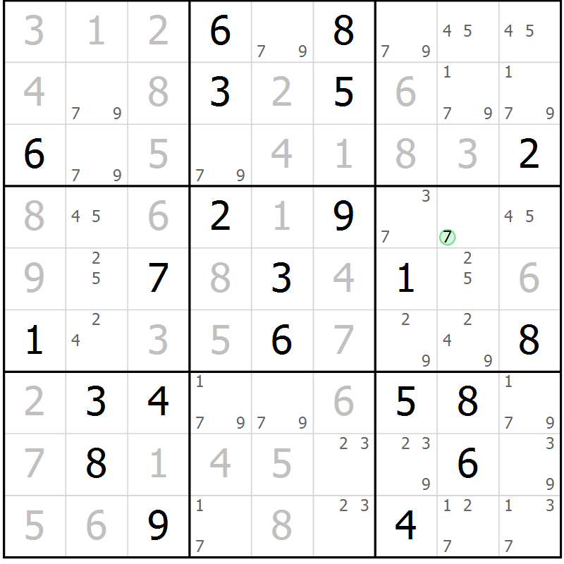 Position des candidats pour la solution de la Gr 2 page 5 du magazine de sudoku Virtuose n° 122