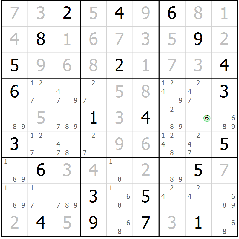 Position des candidats pour la solution de la Gr 21 page 24 du magazine de sudoku Virtuose n° 122