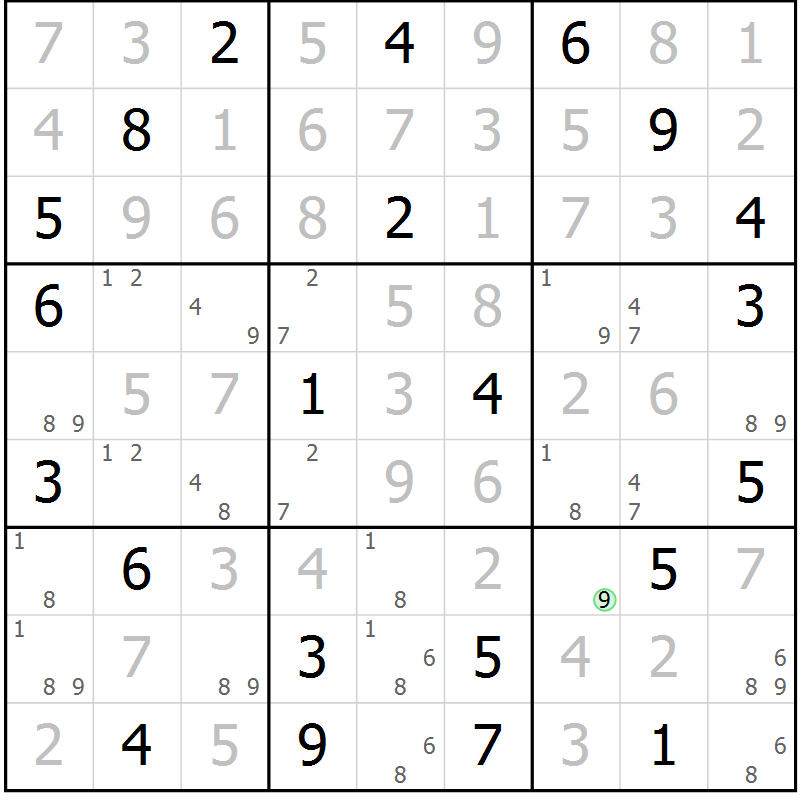 Position des candidats pour la solution de la Gr 21 page 24 du magazine de sudoku Virtuose n° 122