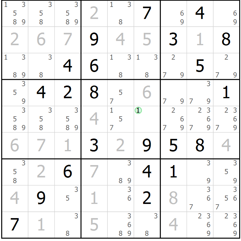 Position des candidats pour la solution de la Gr 23 page 26 du magazine de sudoku Virtuose n° 122