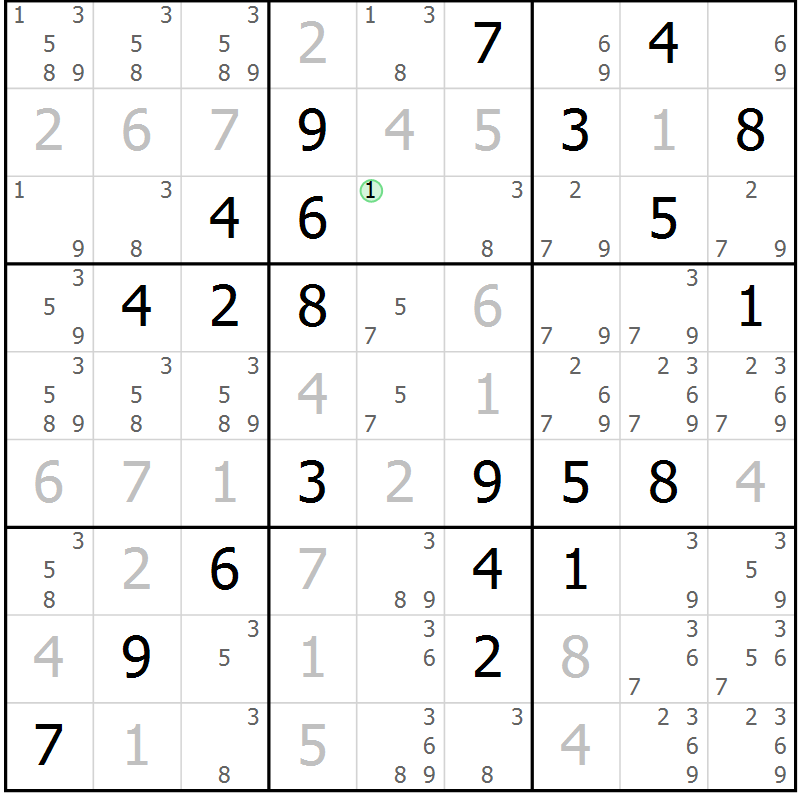 Position des candidats pour la solution de la Gr 23 page 26 du magazine de sudoku Virtuose n° 122
