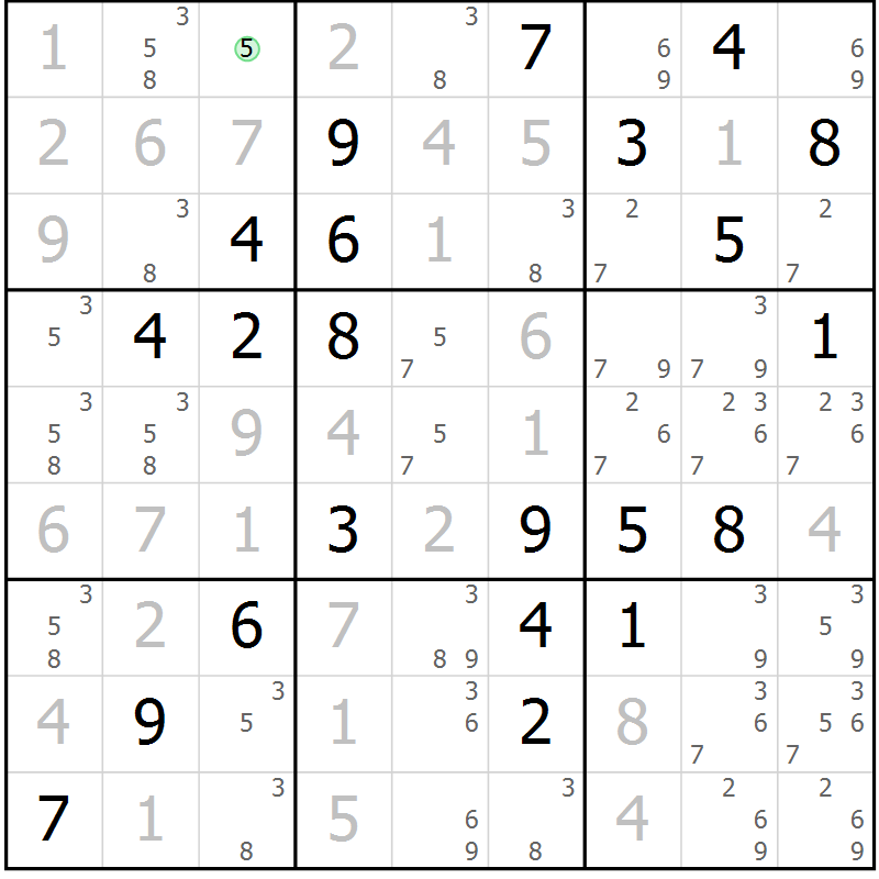 Position des candidats pour la solution de la Gr 23 page 26 du magazine de sudoku Virtuose n° 122