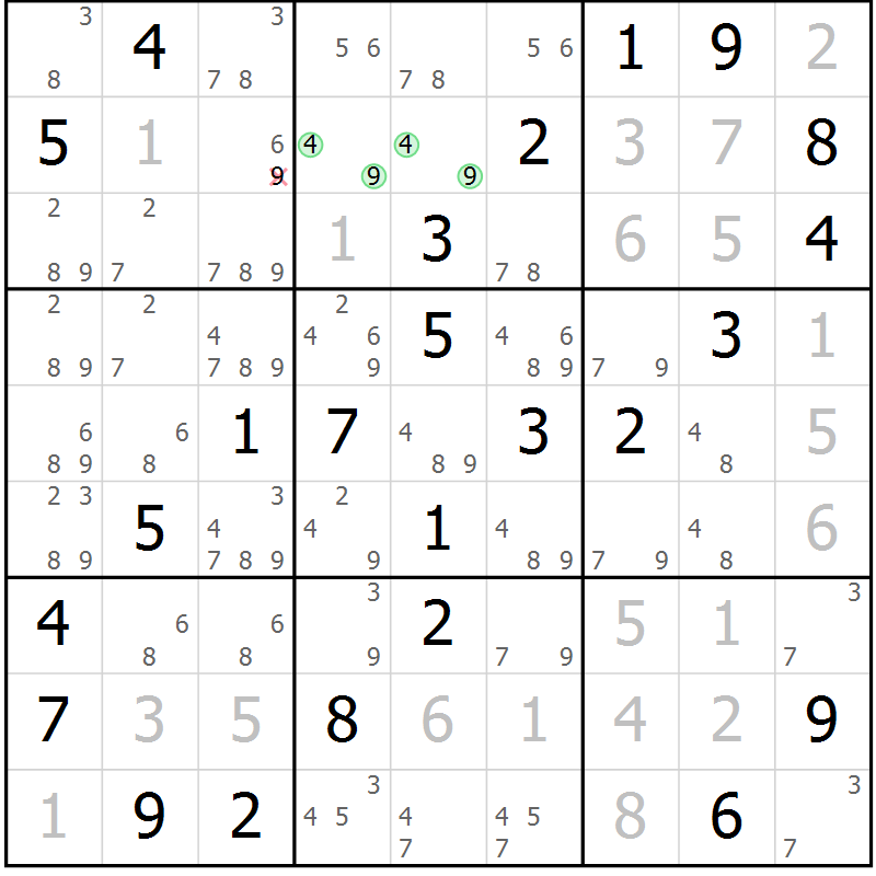 Position des candidats pour la solution de la Gr 24 page 27 du magazine de sudoku Virtuose n° 122