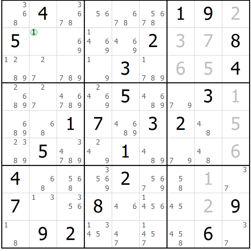 Position des candidats pour la solution de la Gr 24 page 27 du magazine de sudoku Virtuose n° 122