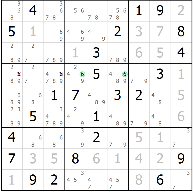 Position des candidats pour la solution de la Gr 24 page 27 du magazine de sudoku Virtuose n° 122