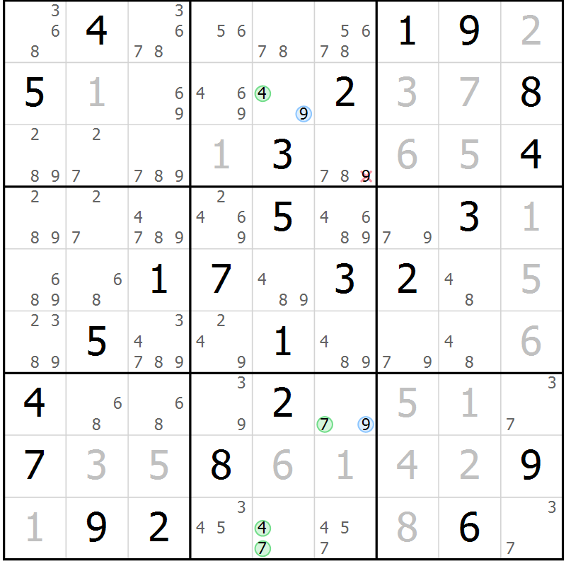 Position des candidats pour la solution de la Gr 24 page 27 du magazine de sudoku Virtuose n° 122