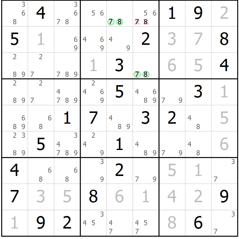 Position des candidats pour la solution de la Gr 24 page 27 du magazine de sudoku Virtuose n° 122