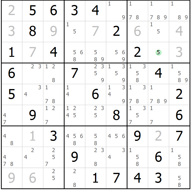 Position des candidats pour la solution de la Gr 26 page 29 du magazine de sudoku Virtuose n° 122