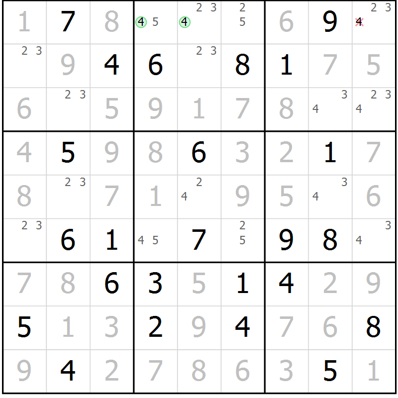 Position des candidats pour la solution de la Gr 29 page 32 du magazine de sudoku Virtuose n° 122