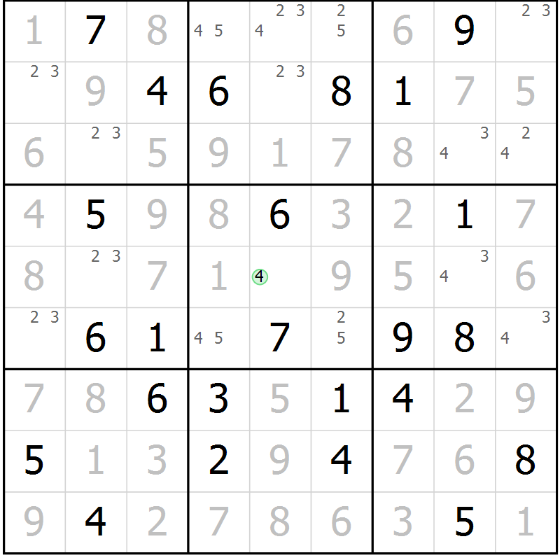 Position des candidats pour la solution de la Gr 29 page 32 du magazine de sudoku Virtuose n° 122