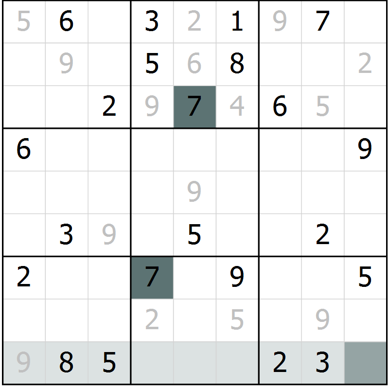 Position des candidats pour la solution de la Gr 3 page 6 du magazine de sudoku Virtuose n° 122