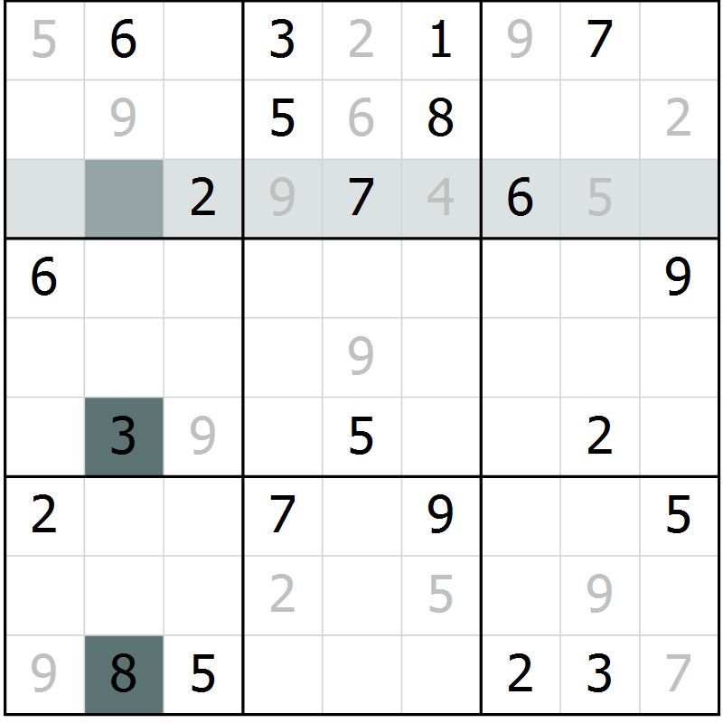 Position des candidats pour la solution de la Gr 3 page 6 du magazine de sudoku Virtuose n° 122
