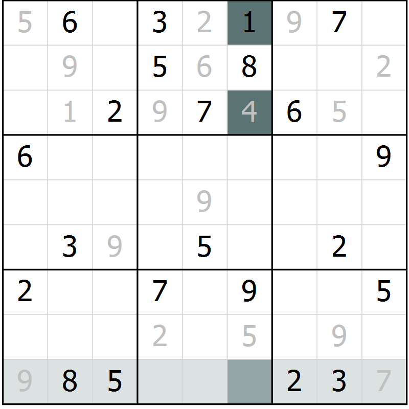 Position des candidats pour la solution de la Gr 3 page 6 du magazine de sudoku Virtuose n° 122