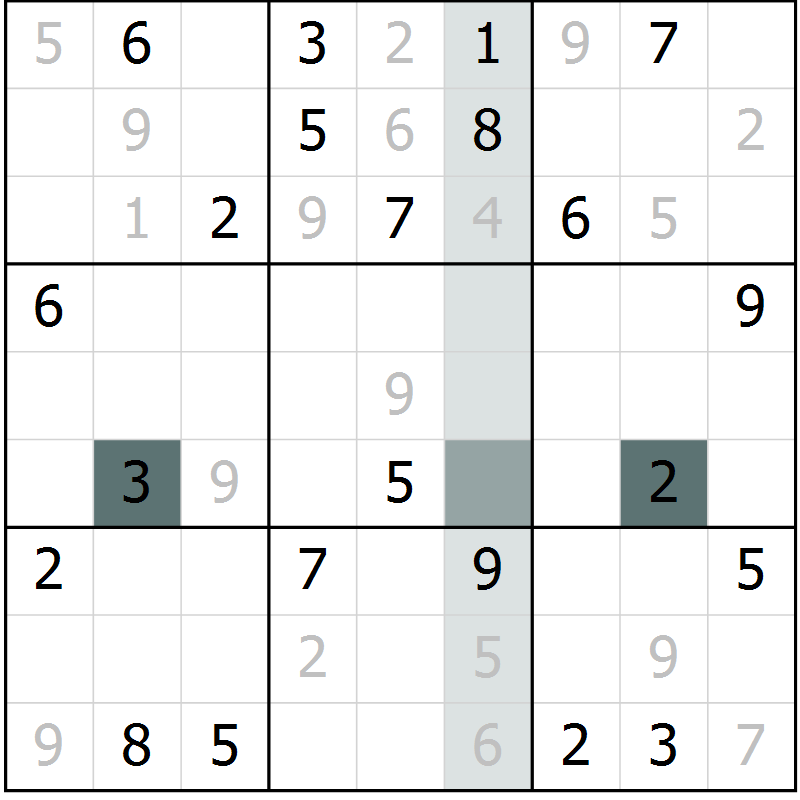 Position des candidats pour la solution de la Gr 3 page 6 du magazine de sudoku Virtuose n° 122