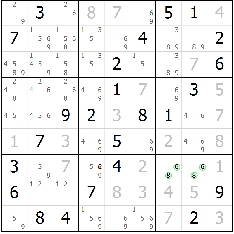 Position des candidats pour la solution de la Gr 30 page 33 du magazine de sudoku Virtuose n° 122