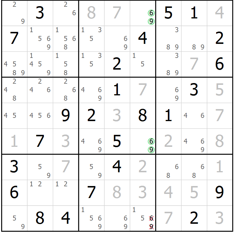 Position des candidats pour la solution de la Gr 30 page 33 du magazine de sudoku Virtuose n° 122