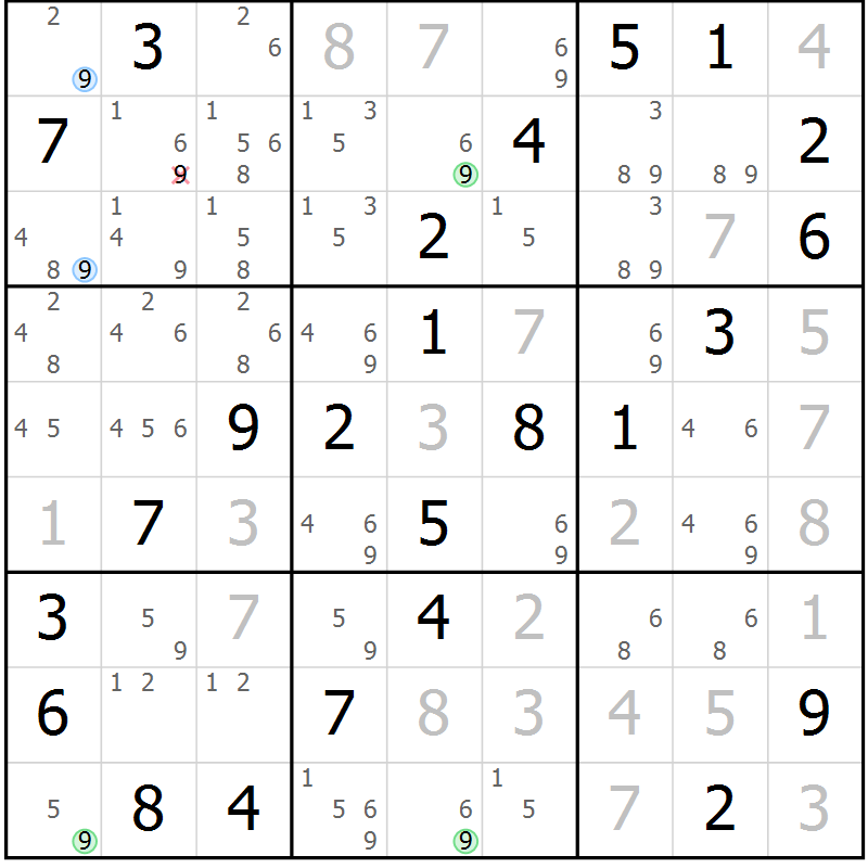 Position des candidats pour la solution de la Gr 30 page 33 du magazine de sudoku Virtuose n° 122