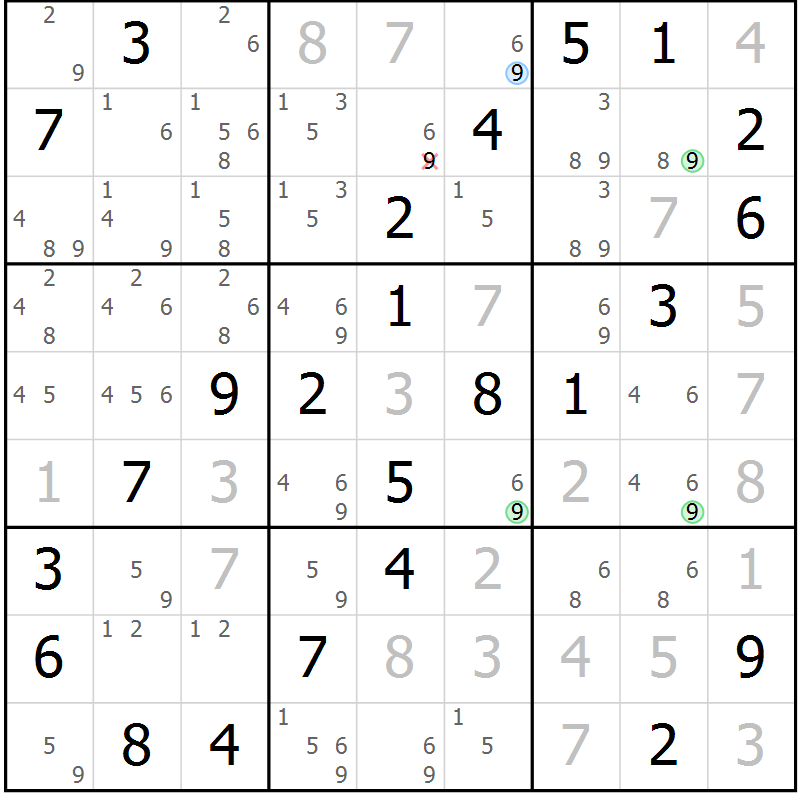 Position des candidats pour la solution de la Gr 30 page 33 du magazine de sudoku Virtuose n° 122