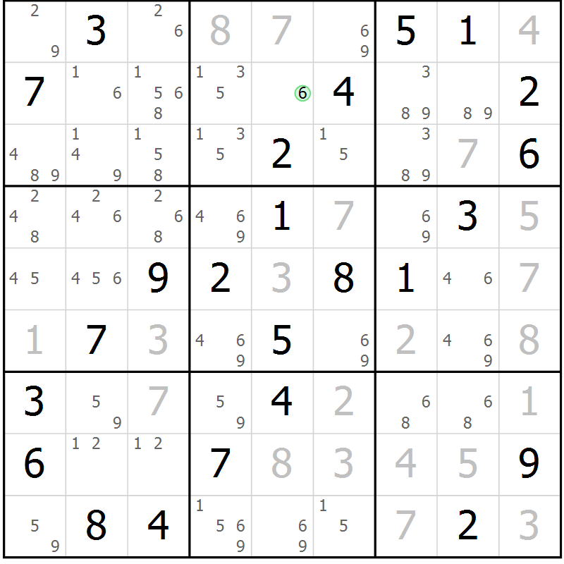 Position des candidats pour la solution de la Gr 30 page 33 du magazine de sudoku Virtuose n° 122