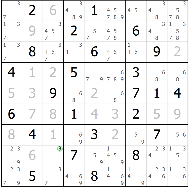 Position des candidats pour la solution de la Gr 31 page 34 du magazine de sudoku Virtuose n° 122