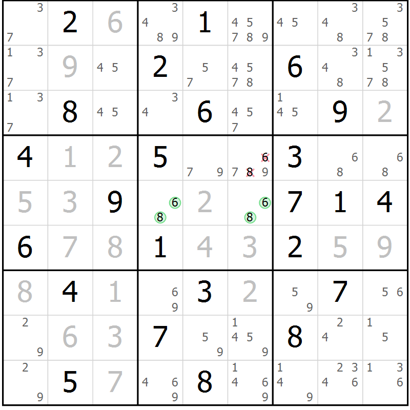 Position des candidats pour la solution de la Gr 31 page 34 du magazine de sudoku Virtuose n° 122