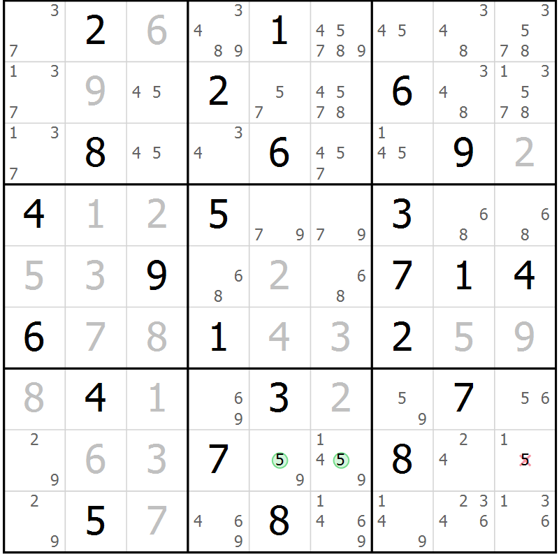 Position des candidats pour la solution de la Gr 31 page 34 du magazine de sudoku Virtuose n° 122