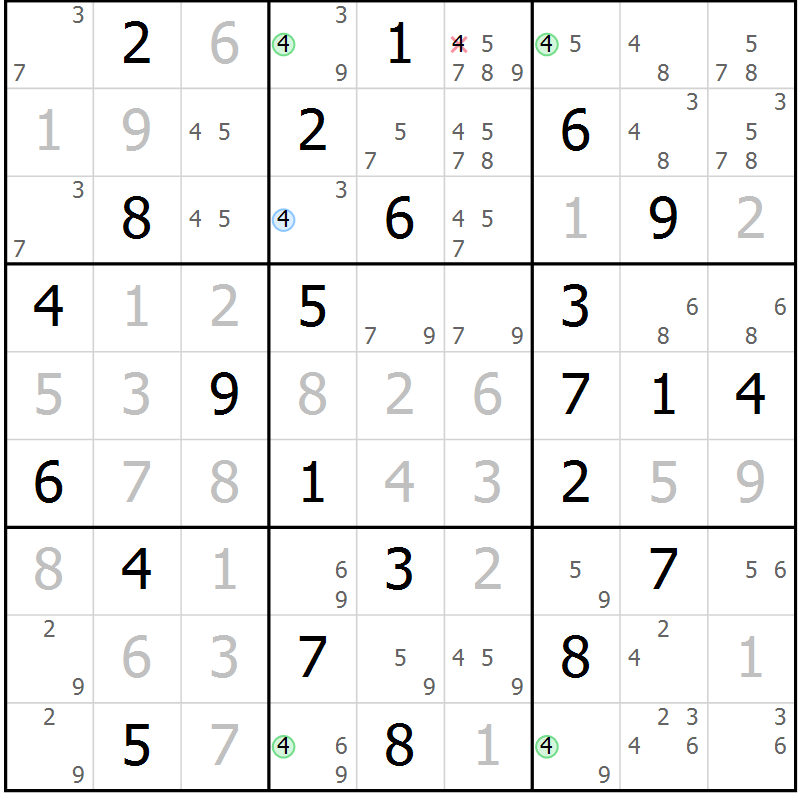 Position des candidats pour la solution de la Gr 31 page 34 du magazine de sudoku Virtuose n° 122