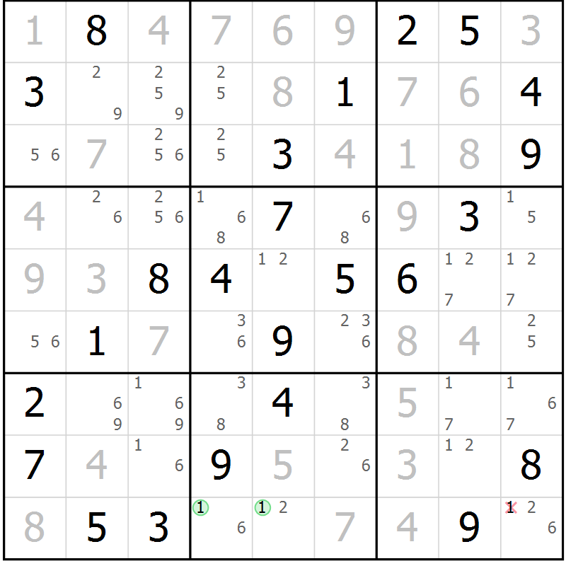 Position des candidats pour la solution de la Gr 32 page 35 du magazine de sudoku Virtuose n° 122