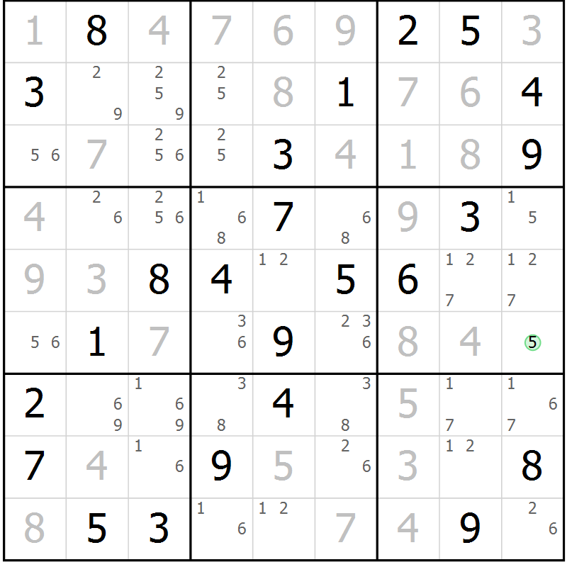 Position des candidats pour la solution de la Gr 32 page 35 du magazine de sudoku Virtuose n° 122