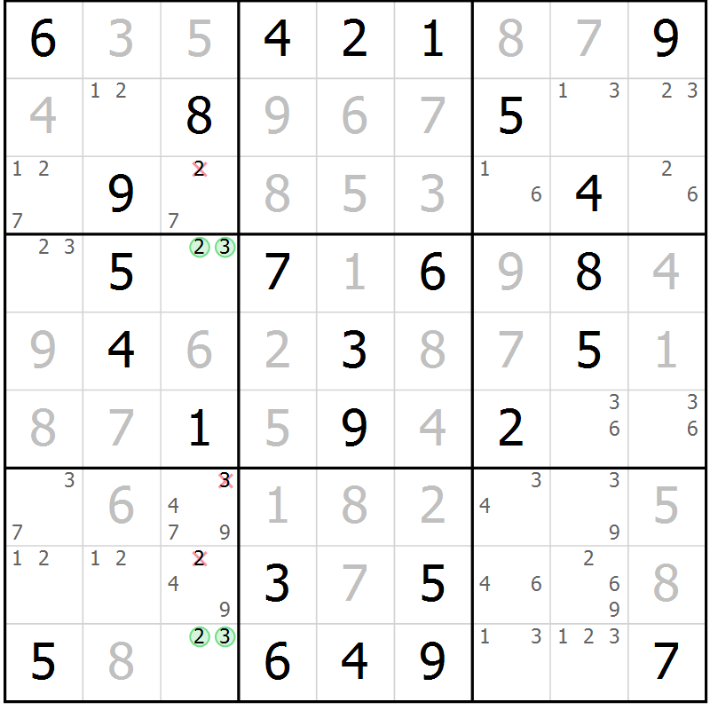 Position des candidats pour la solution de la Gr 34 page 37 du magazine de sudoku Virtuose n° 122