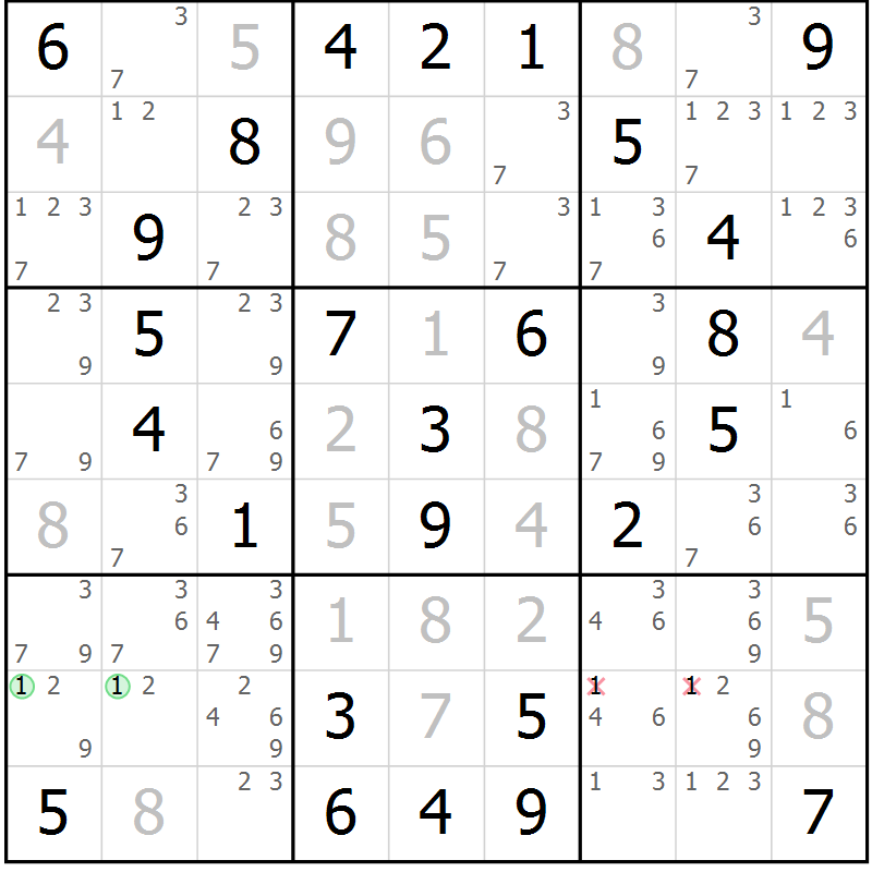 Position des candidats pour la solution de la Gr 34 page 37 du magazine de sudoku Virtuose n° 122