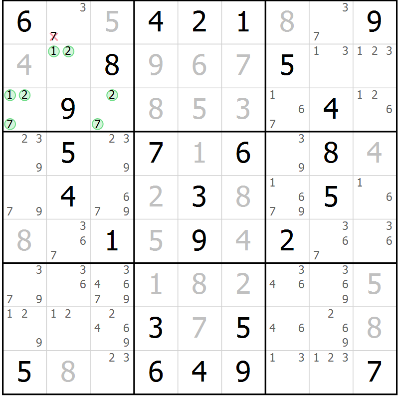 Position des candidats pour la solution de la Gr 34 page 37 du magazine de sudoku Virtuose n° 122