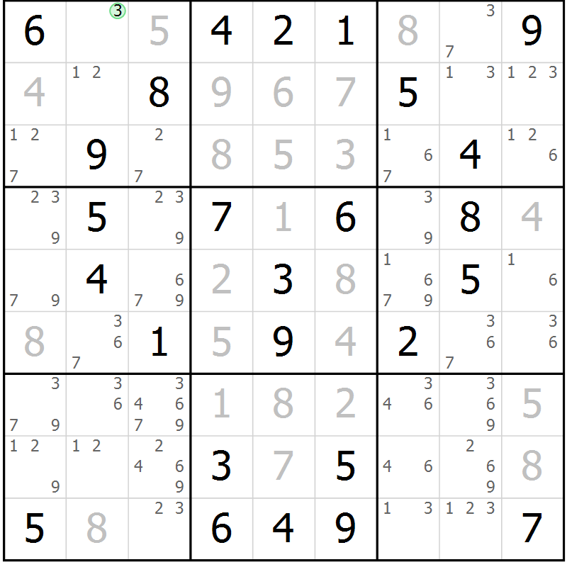 Position des candidats pour la solution de la Gr 34 page 37 du magazine de sudoku Virtuose n° 122