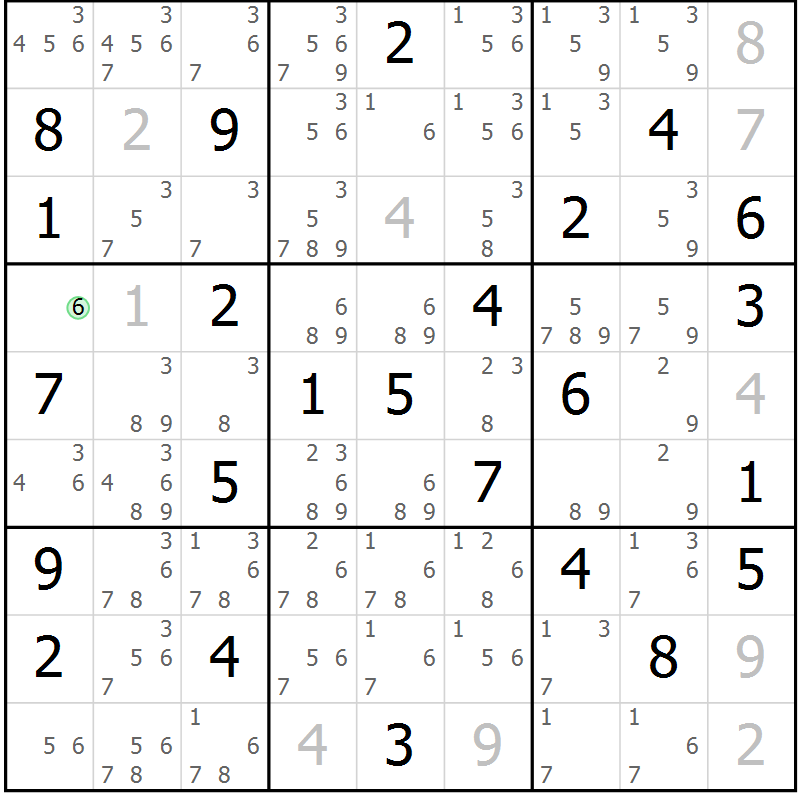 Position des candidats pour la solution de la Gr 35 page 38 du magazine de sudoku Virtuose n° 122