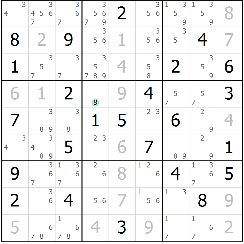 Position des candidats pour la solution de la Gr 35 page 38 du magazine de sudoku Virtuose n° 122