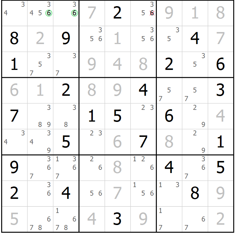 Position des candidats pour la solution de la Gr 35 page 38 du magazine de sudoku Virtuose n° 122