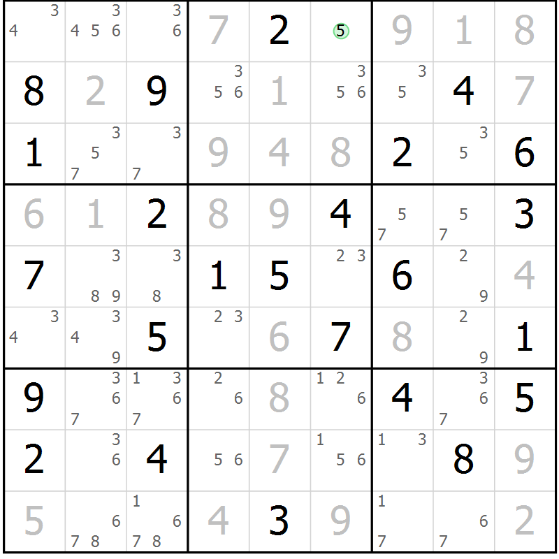 Position des candidats pour la solution de la Gr 35 page 38 du magazine de sudoku Virtuose n° 122