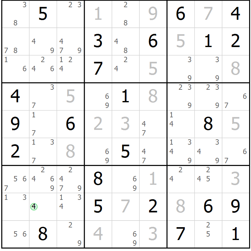 Position des candidats pour la solution de la Gr 39 page 42 du magazine de sudoku Virtuose n° 122