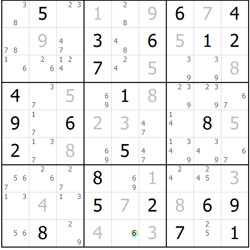Position des candidats pour la solution de la Gr 39 page 42 du magazine de sudoku Virtuose n° 122