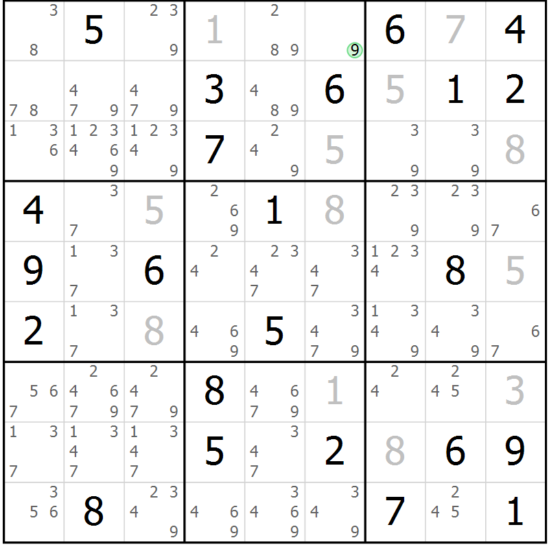 Position des candidats pour la solution de la Gr 39 page 42 du magazine de sudoku Virtuose n° 122