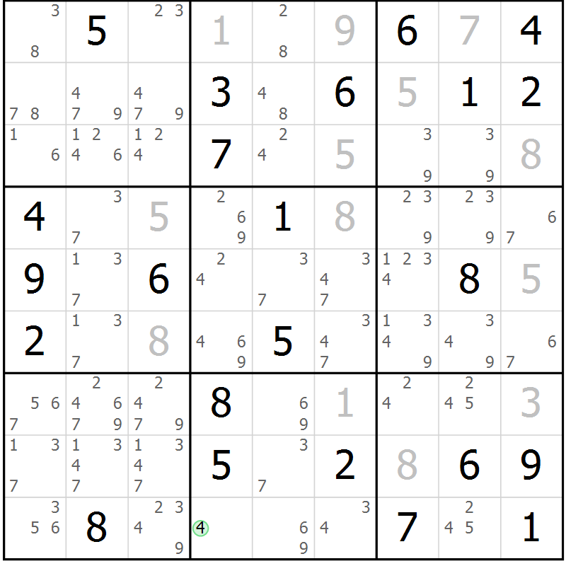 Position des candidats pour la solution de la Gr 39 page 42 du magazine de sudoku Virtuose n° 122