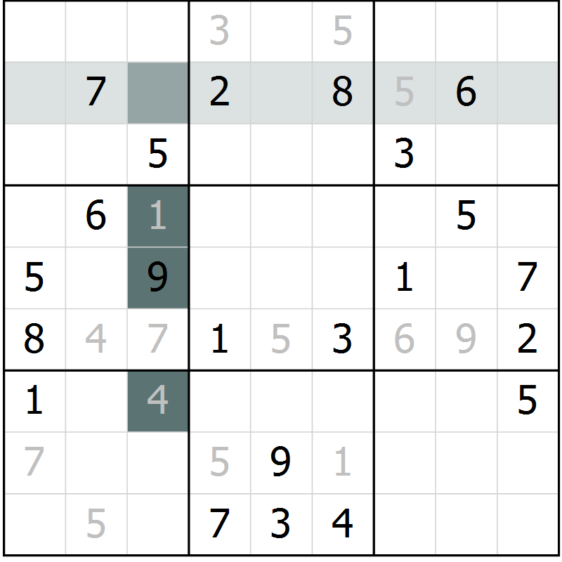 Position des candidats pour la solution de la Gr 4 page 7 du magazine de sudoku Virtuose n° 122