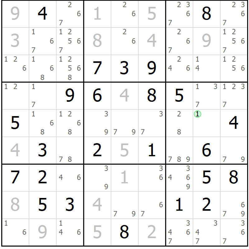Position des candidats pour la solution de la Gr 40 page 43 du magazine de sudoku Virtuose n° 122