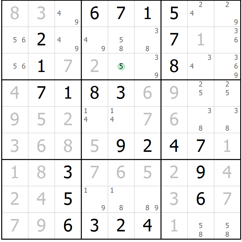 Position des candidats pour la solution de la Gr 41 page 44 du magazine de sudoku Virtuose n° 122