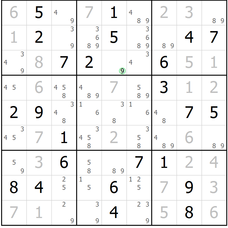Position des candidats pour la solution de la Gr 43 page 46 du magazine de sudoku Virtuose n° 122