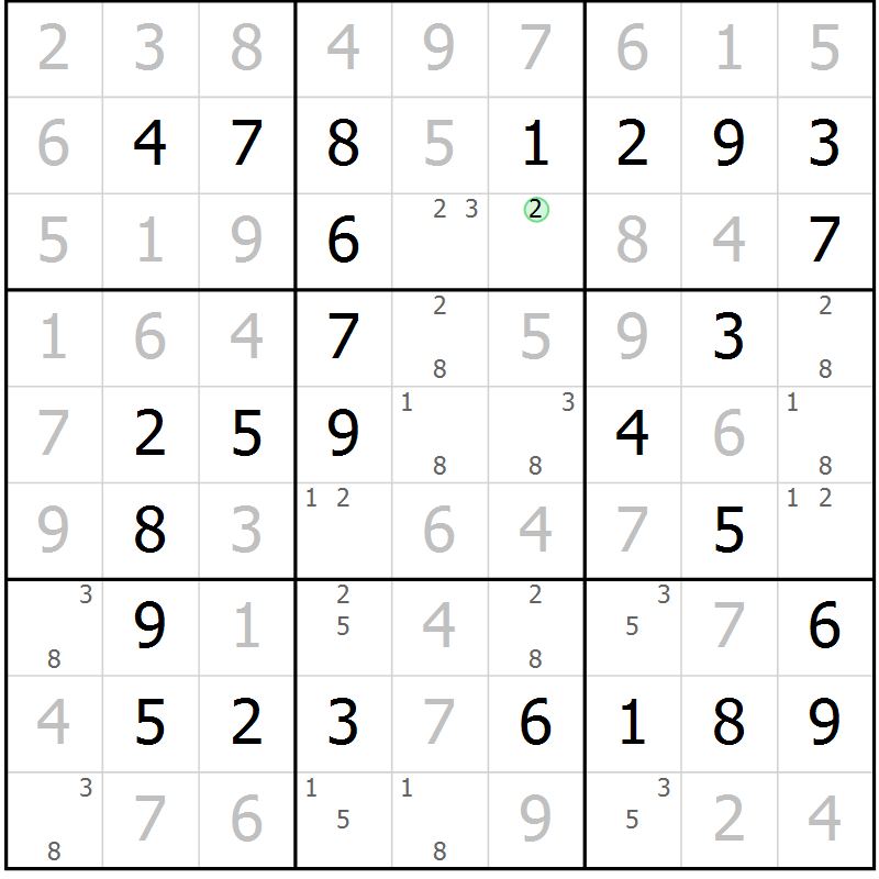 Position des candidats pour la solution de la Gr 44 page 47 du magazine de sudoku Virtuose n° 122